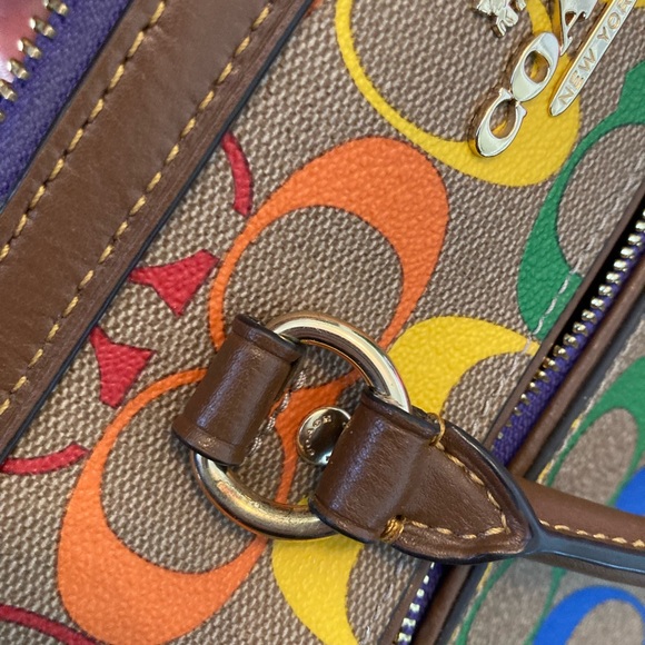 Coach Pride Collection Rowan Satchel – Brown Signature with Rainbow Strap - Picture 14 of 16